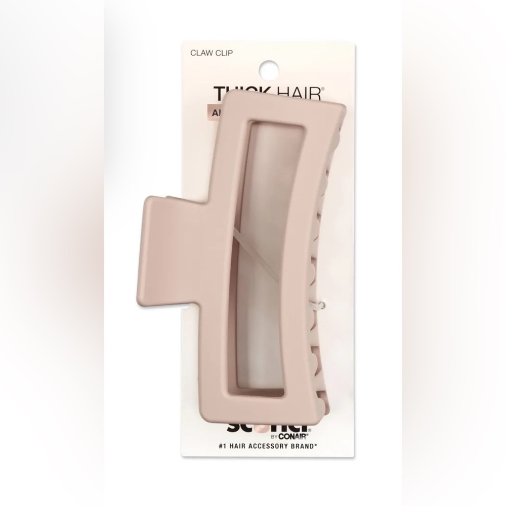 Scünci Large Rectangular Beige Blush Claw HairClip Thick Hair Like New 5”W 2.5”H